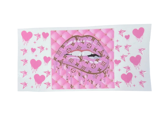 LV Pink Lip Hearts & Stars UV Cup Transfer