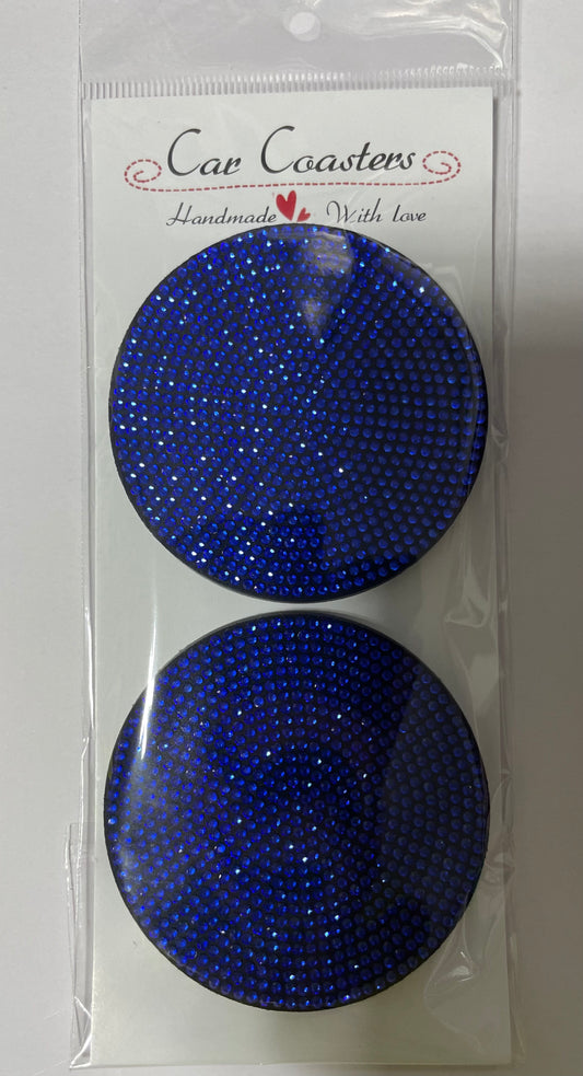 2 Blue Rhinestone Coasters