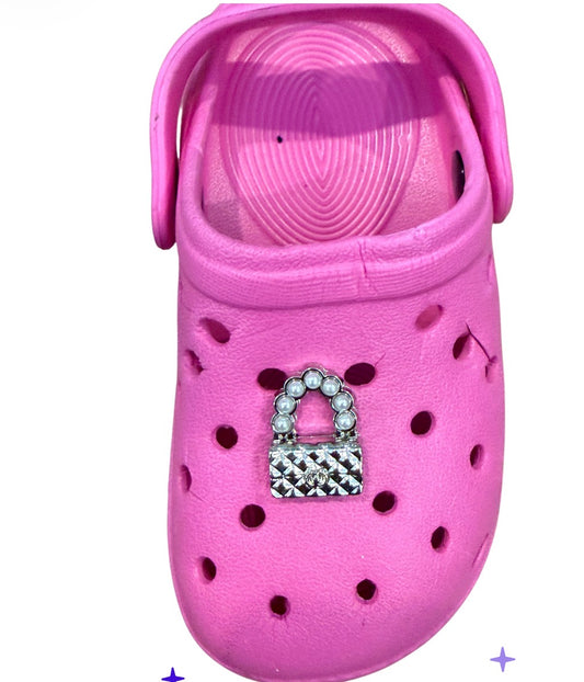 Pearl purse metal Shoe Charm