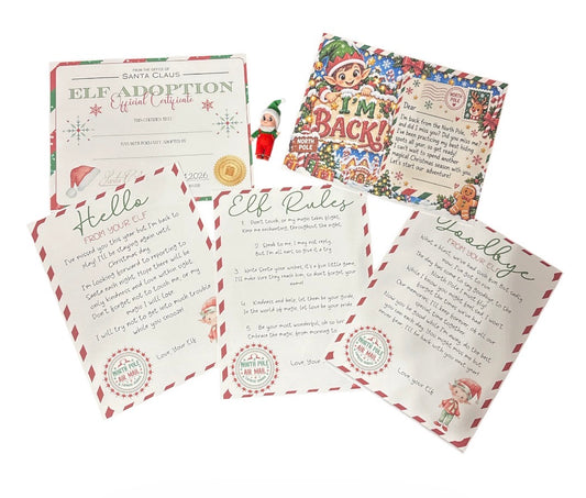 Baby Elf on shelf with Birth Certificate and other letters . Whole kit . Random elf