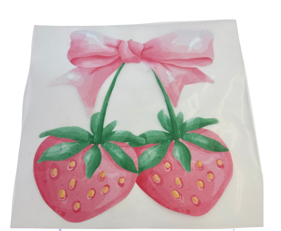 Strawberry pink bow  DTF transfers