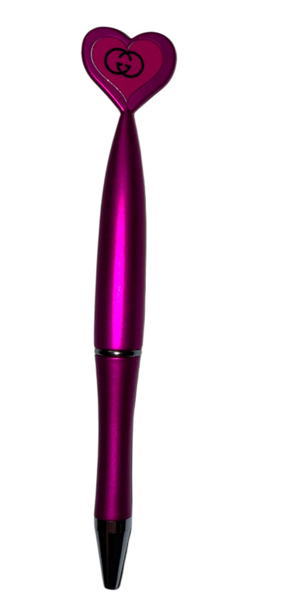 Metallic Pink/ purple heart shaped pen