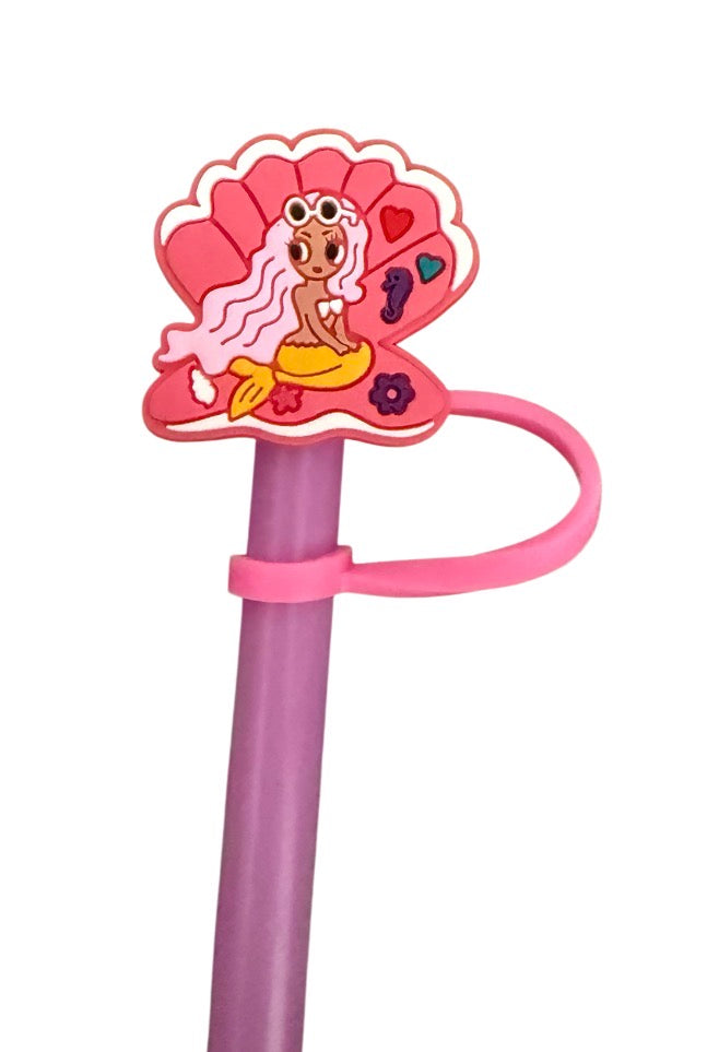 Pink mermaid Straw  Topper