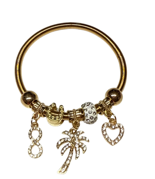Palm tree heart stretch bracelet