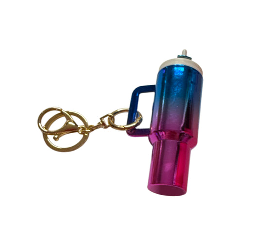 Blank metalic blue/pink Cup Storage keychain