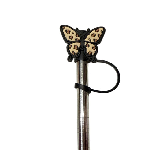 Butterfly cheetah Straw Topper
