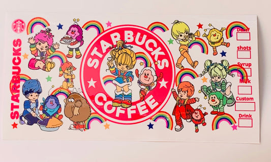 Rainbow Brite and Crew Starbucks Coffee Cup Transfer