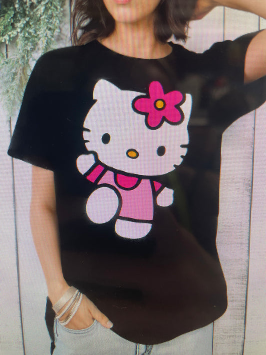 Hello kitty pink black shirt