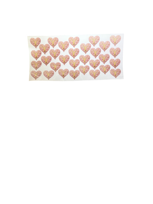 Pink & Gold LV Hearts UV Cup Transfer