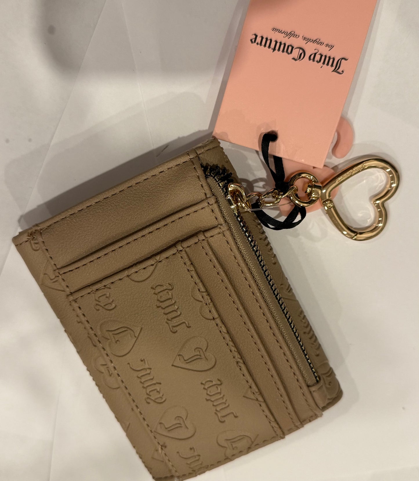 Beige & gold  heart zipper Wallet  Juicy couture