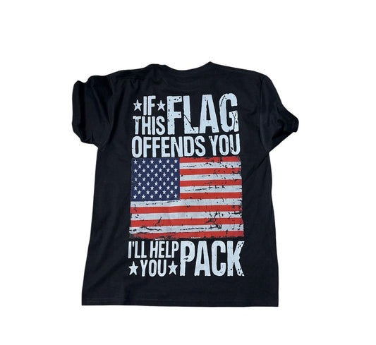 American flag pack back of shirt