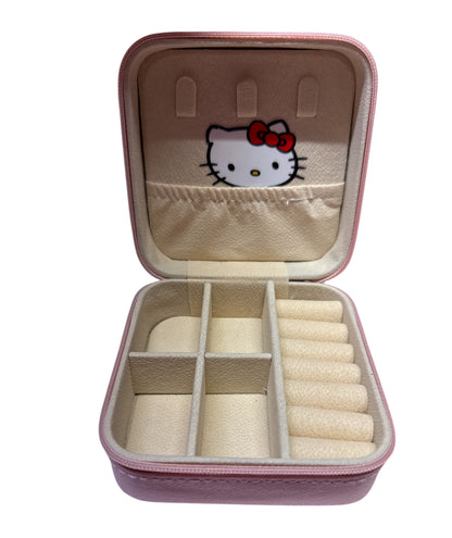 Hello kitty pink travel jewelry box with zipper