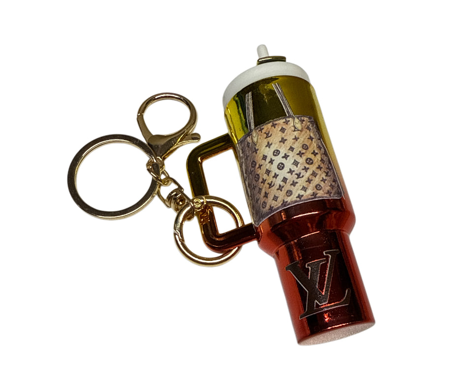 Lv Gold red Metallic Cup Storage keychain