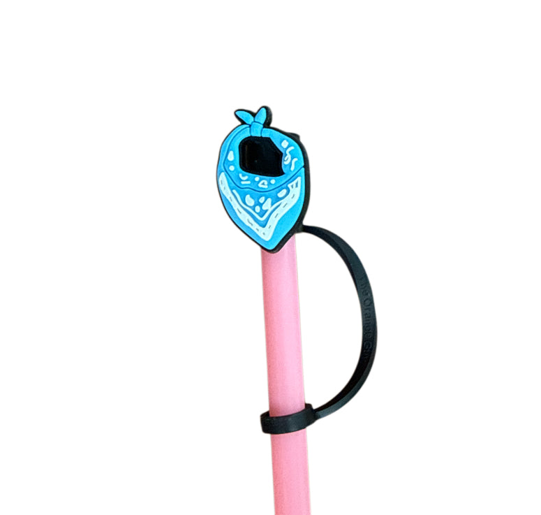 Blue bandana  Straw  Topper