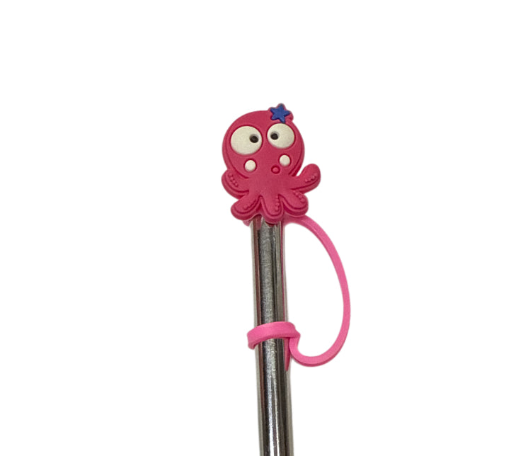 Pink octopus Straw  Topper