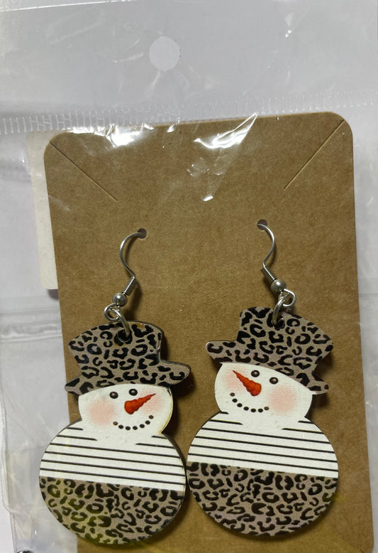 Cheetah Snowman Earrings