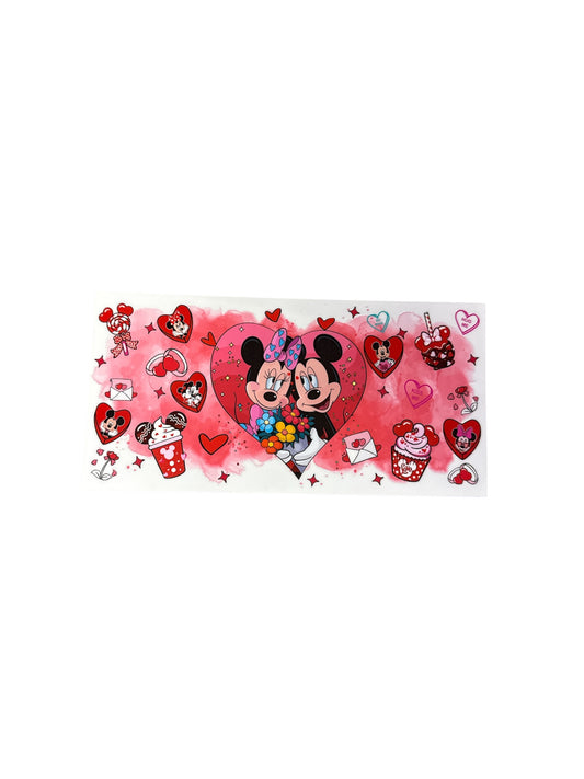 Mickey and Minnie Pink Heart Bow Transfer