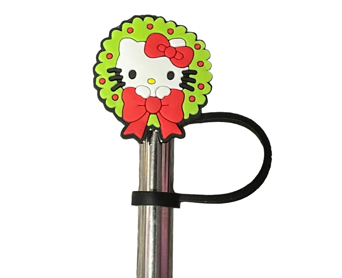 Hello kitty wreath Christmas  Straw Topper