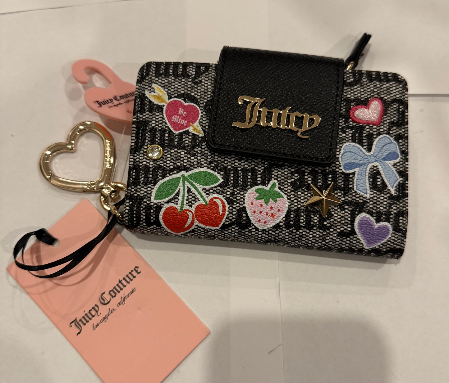Black cherry,strawberry, bow zipper Wallet  Juicy couture