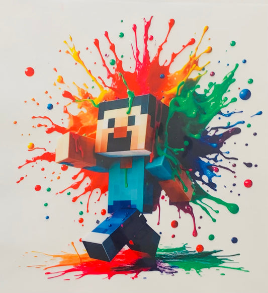 Minecraft green splat face DTF Heat Transfer