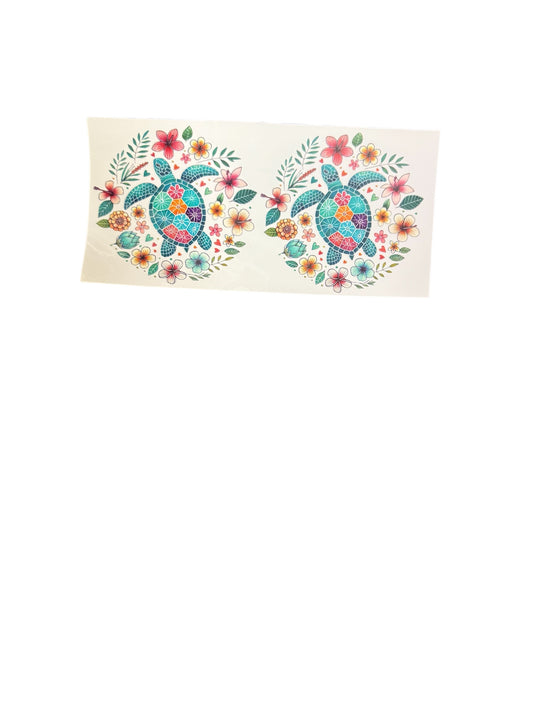 Turtle Tropical Flowers 2x UV Cup Transfer