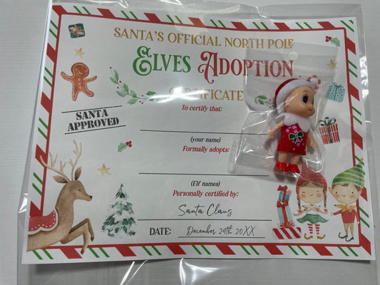 Red Dress Baby Elf with Birth Certificate