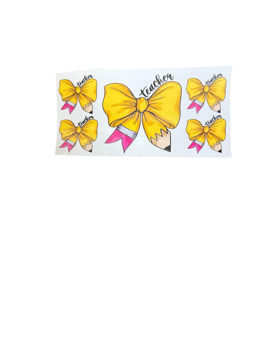 Teacher Pencil Eraser Bow 5 UV Cup Transfer