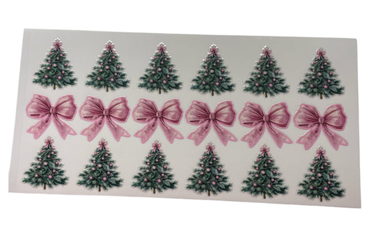 Christmas trees & pink bows Cup Transfer