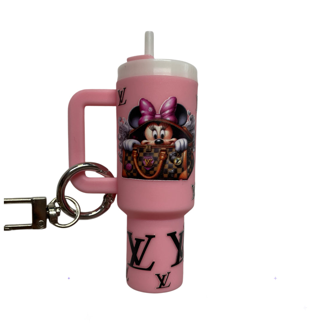 Lv pink minnie Cup Storage keychain