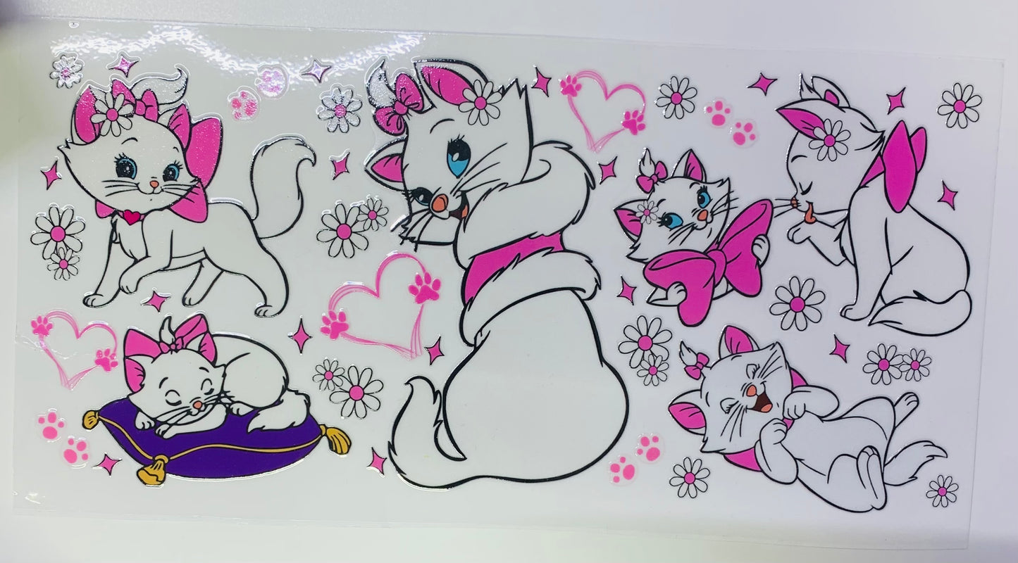 Marie the Cat From Aristocats   Pink Bow  Cup Transfer