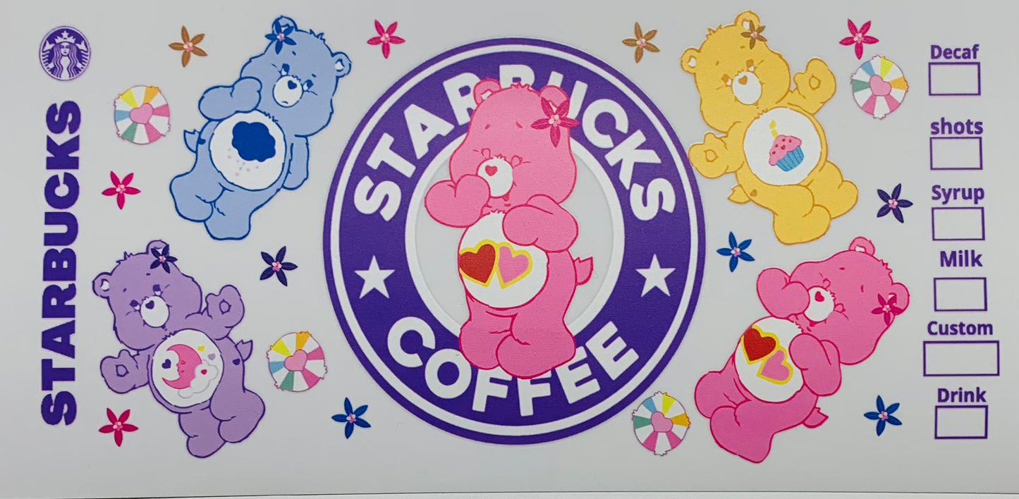 Pink care bear Starbucks coffee Cup Transfer