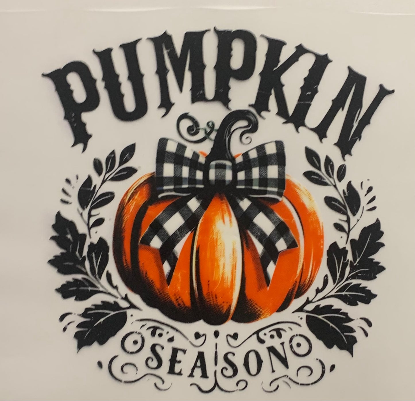 Pumpkin season black and white bow DTF Heat Transfer