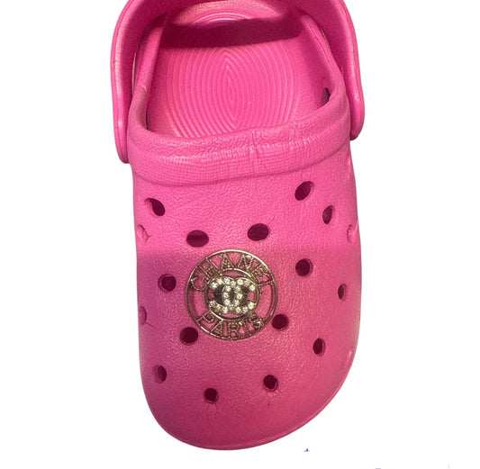 Cc Chanel circle silver metal Shoe Charm