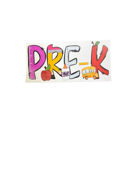 Pre-K School Bus Apple Glue UV Cup Transfer