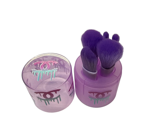 Cc drip purple makeup brushes with case
