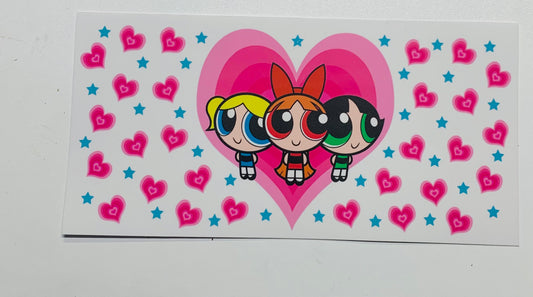 Powerpuff Girls Big and Small Hearts Cup Transfer