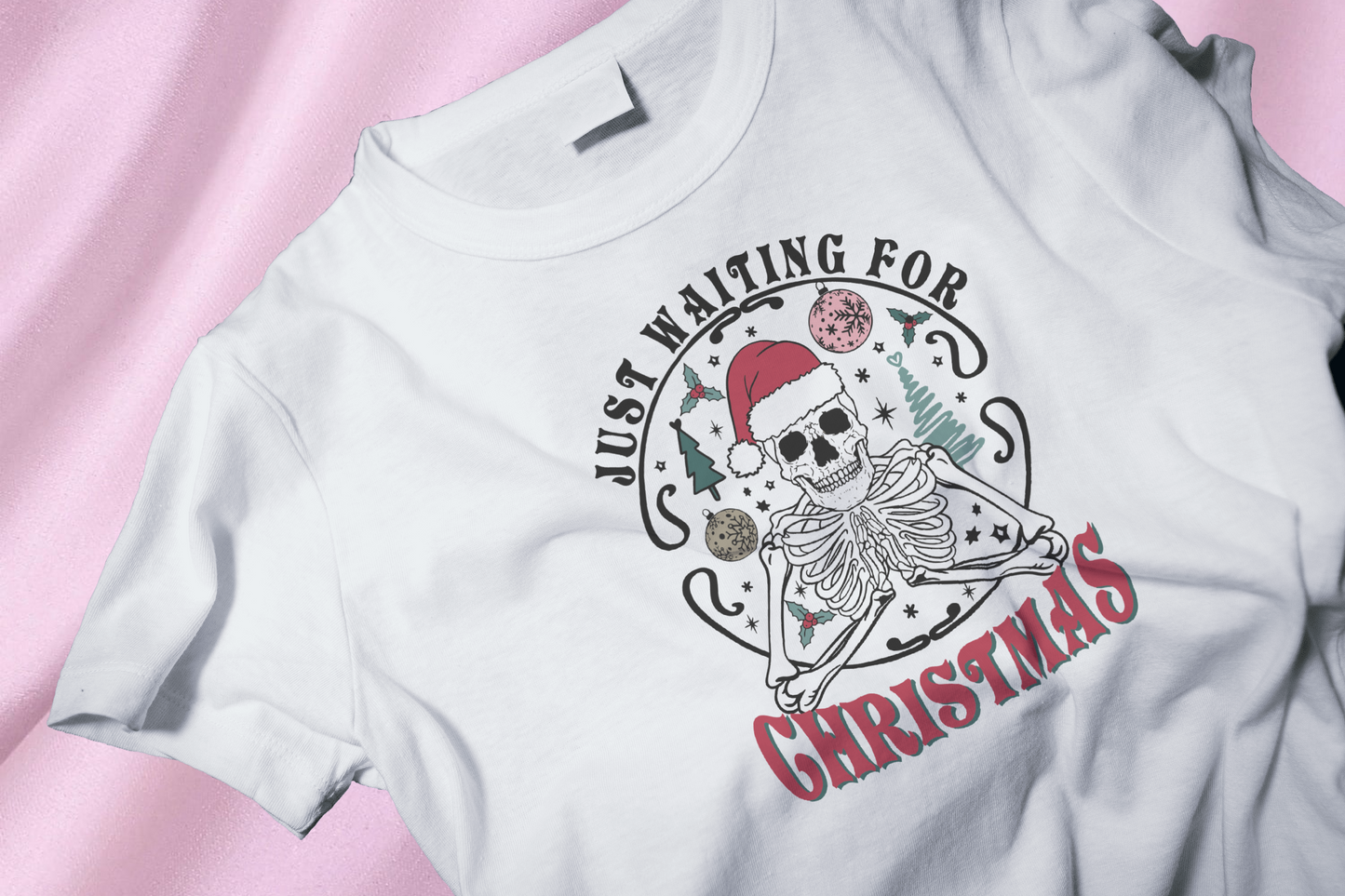 Waiting for Xmas skeleton DTF Heat Transfer