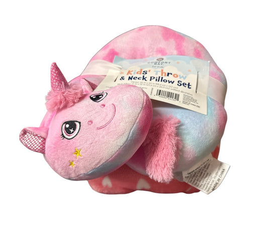 Unicorn Neck Pillow and throw set