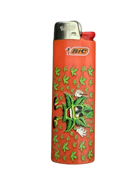 Reddish 420 face bic lighter