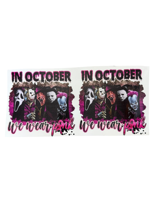 In October pink horror double Cup Transfer