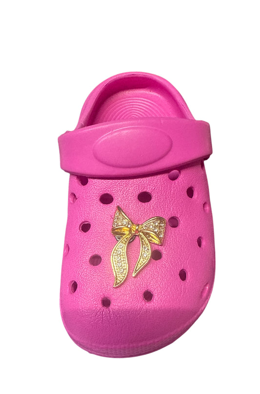 Gold bow metal Shoe Charm