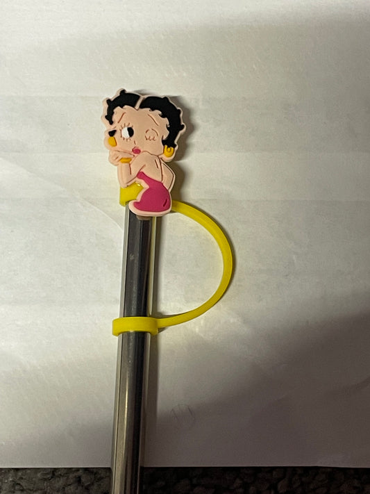 Pink Betty boop Straw Topper