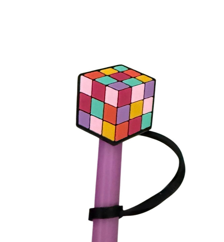 Pink Rubik’s cube Straw  Topper