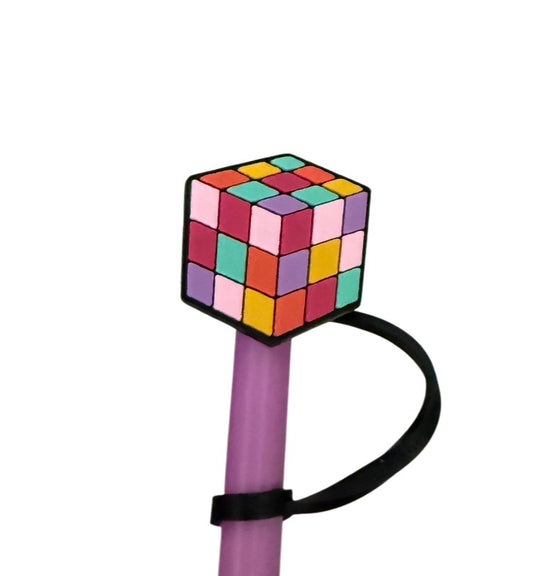 Pink Rubik’s cube Straw  Topper