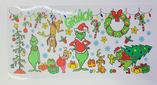 Grinch Christmas Lights with Max Hanging on Them  Cup Transfer