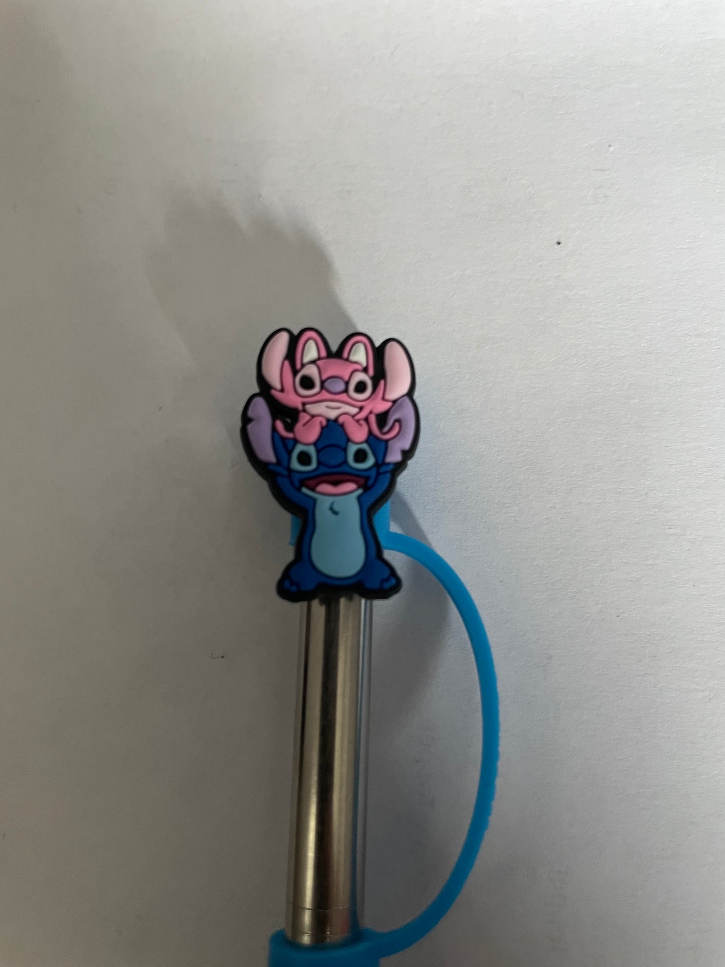 Pink Stitch On Blue Head Straw Topper