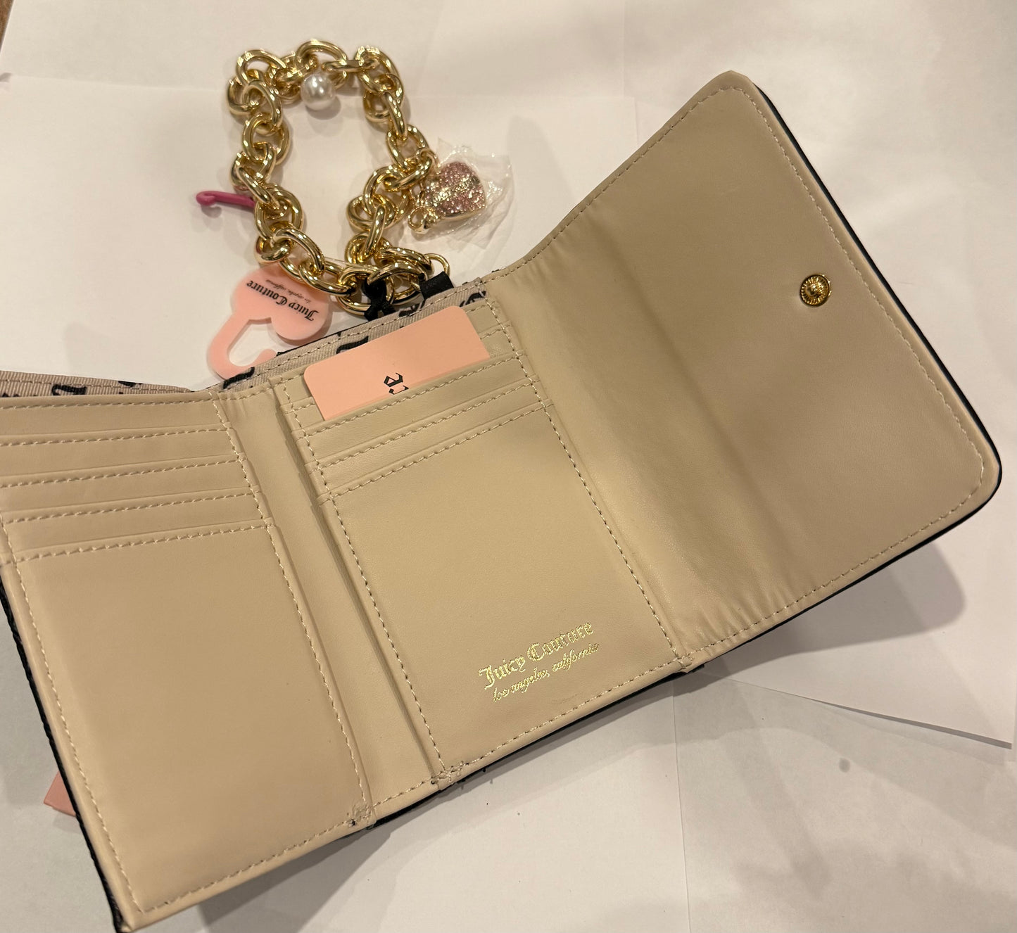 Black gold chain with zipper Wallet  Juicy couture