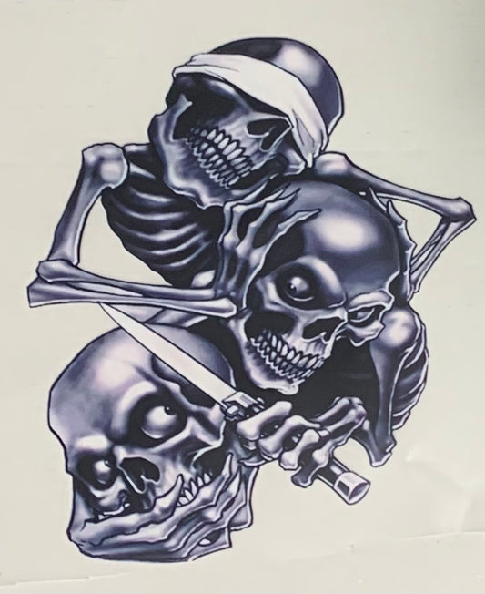 3 Skeleton Skulls DTF Heat Transfer