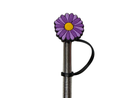 Purple 2 tone flower Straw Topper