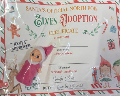 Pink Baby Elf with Birth Certificate